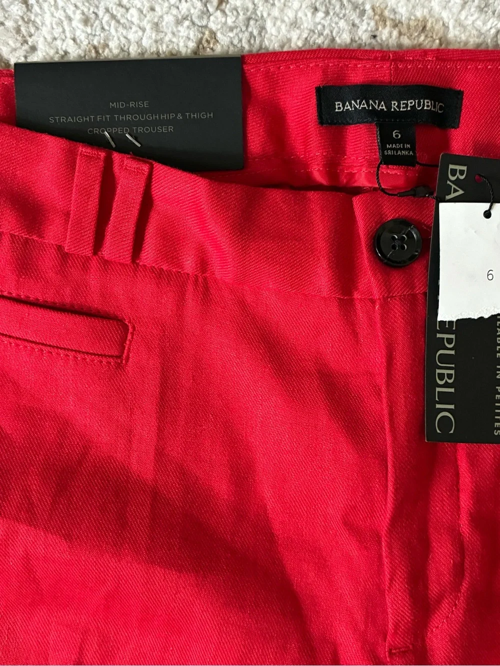 NWT Banana Republic Bold Red Wide-Leg Cropped Pants-Size 6